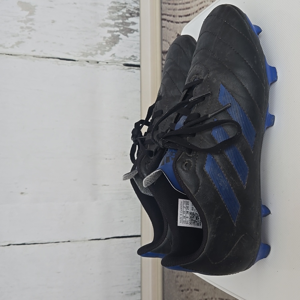 ADIDAS | GOLETTO VII FG J YOUTH SZ 5.5 BLACK ROYAL BLUE SOCCER CLEATS - Picture 2 of 7